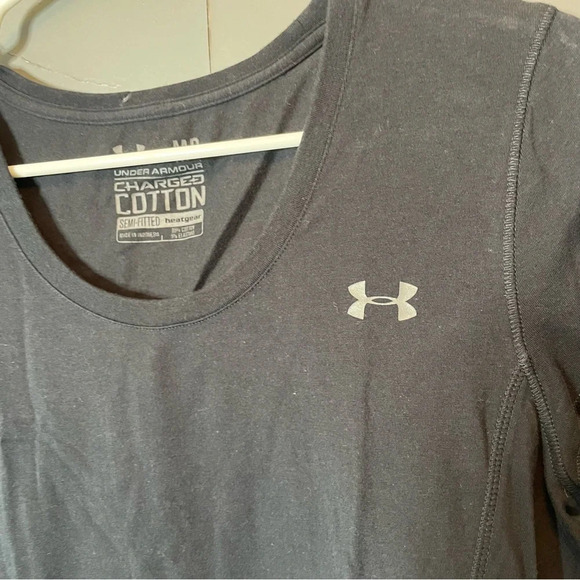 Under armour black scoop neck cotton tshirt women’s size medium - Picture 6 of 9